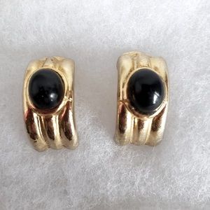 1” Vintage Gold & Black Stone Clip-Ons